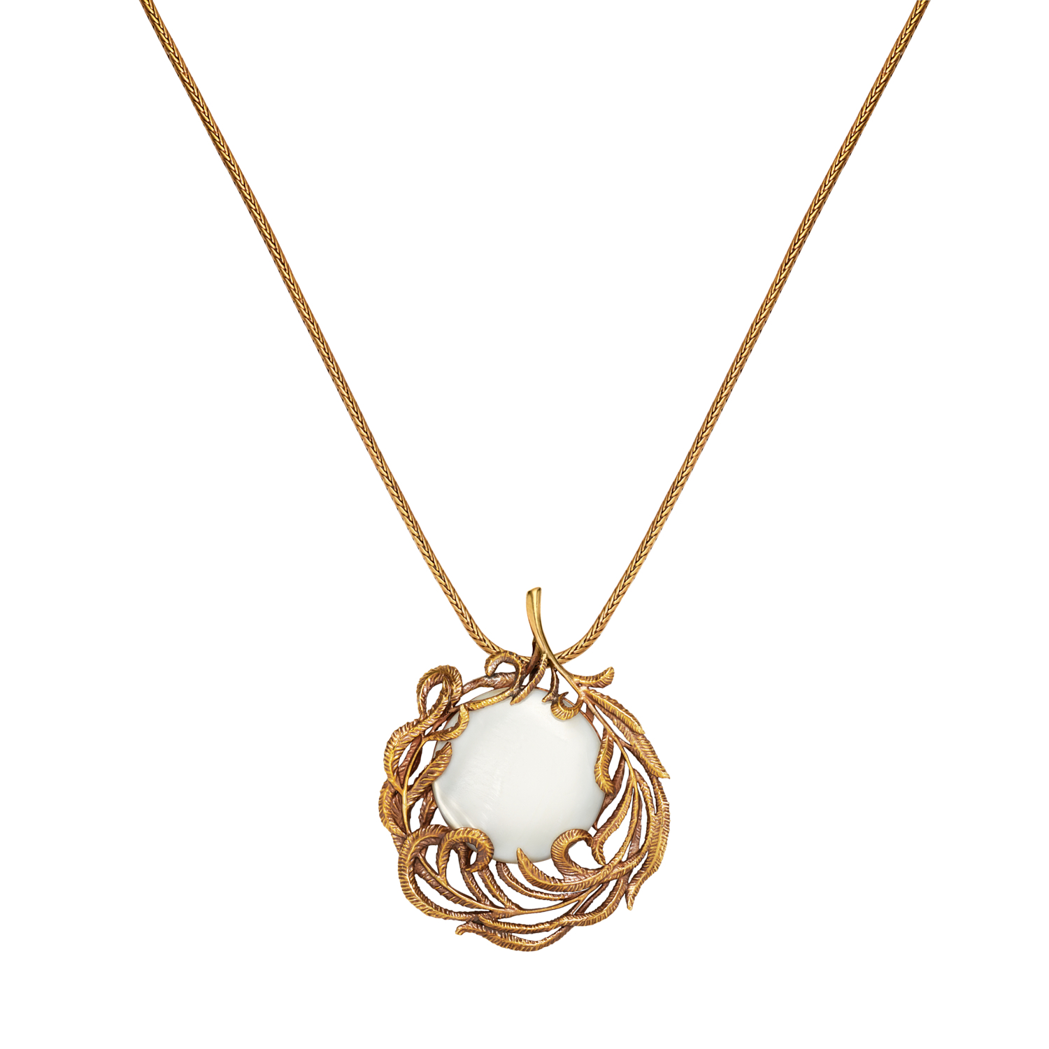 CO2907 PEARL Necklace/Broosh Piuma di Fenice Fiore di Firenze