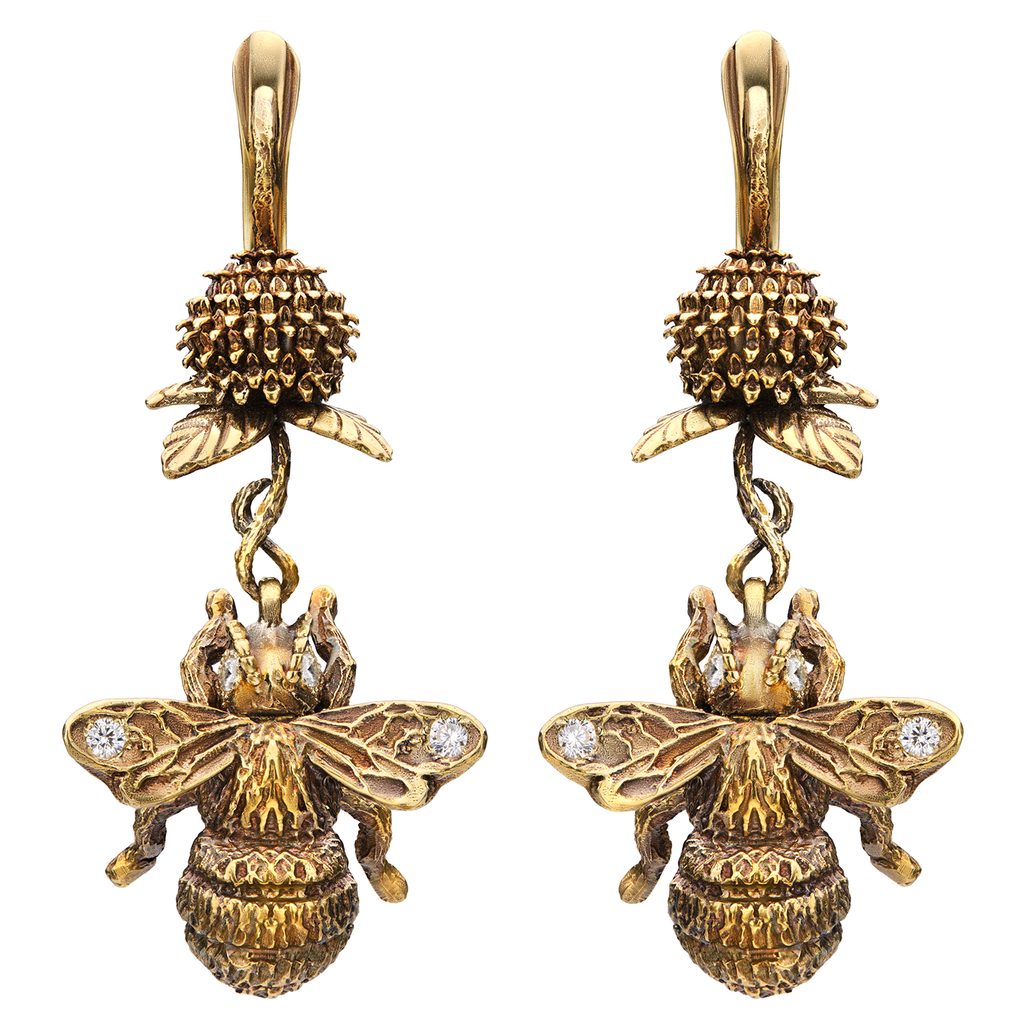 OR2004 CRYSTAL Earings Bumblebee sul trifoglio Fiore di Firenze