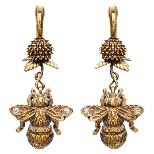 OR2004 CRYSTAL Earings Bumblebee sul trifoglio Fiore di Firenze