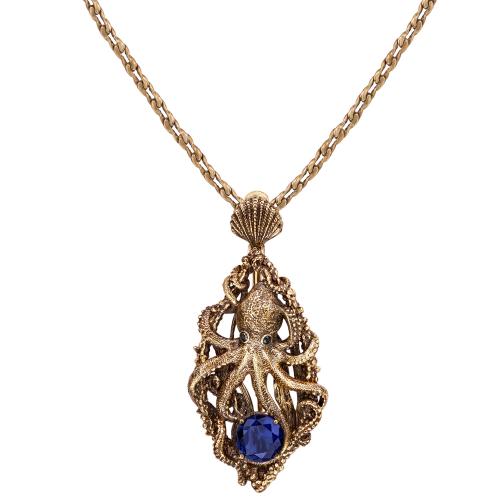 SP2032 BLU Necklace/Broosh SIGNORE DEI MARI Fiore di Firenze