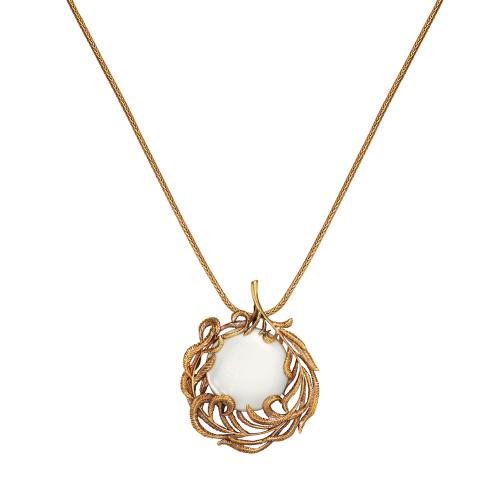 CO2907 PEARL Necklace/Broosh Piuma di Fenice Fiore di Firenze