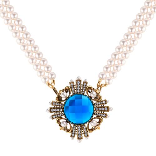 SP1854 PERLA BLU Necklace/Broosh ORDINE FIORENTINO Fiore di Firenze