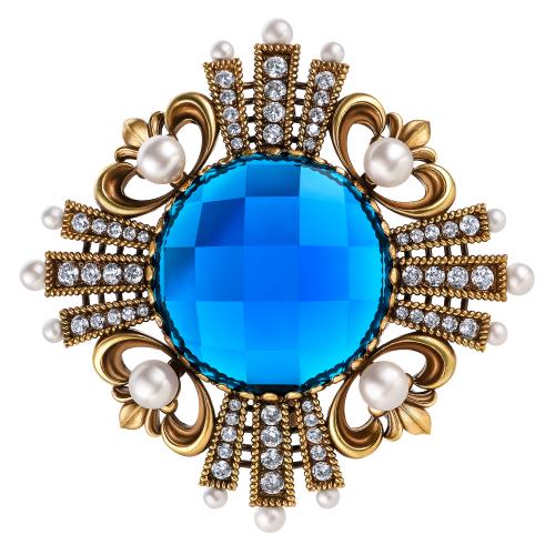 SP1854 PERLA BLU Broosh/Necklace ORDINE FIORENTINO Fiore di Firenze
