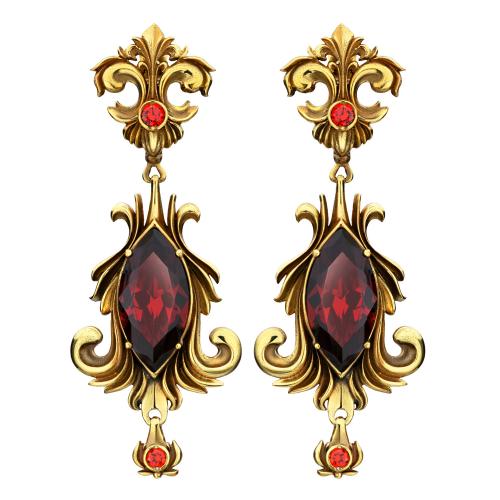 OR190520  Earings Barocco Granato Fiore di Firenze