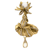 CO1702 PEARL Broosh/Necklace Rana di loto Fiore di Firenze