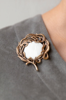 CO2907 PEARL Necklace/Broosh Piuma di Fenice Fiore di Firenze