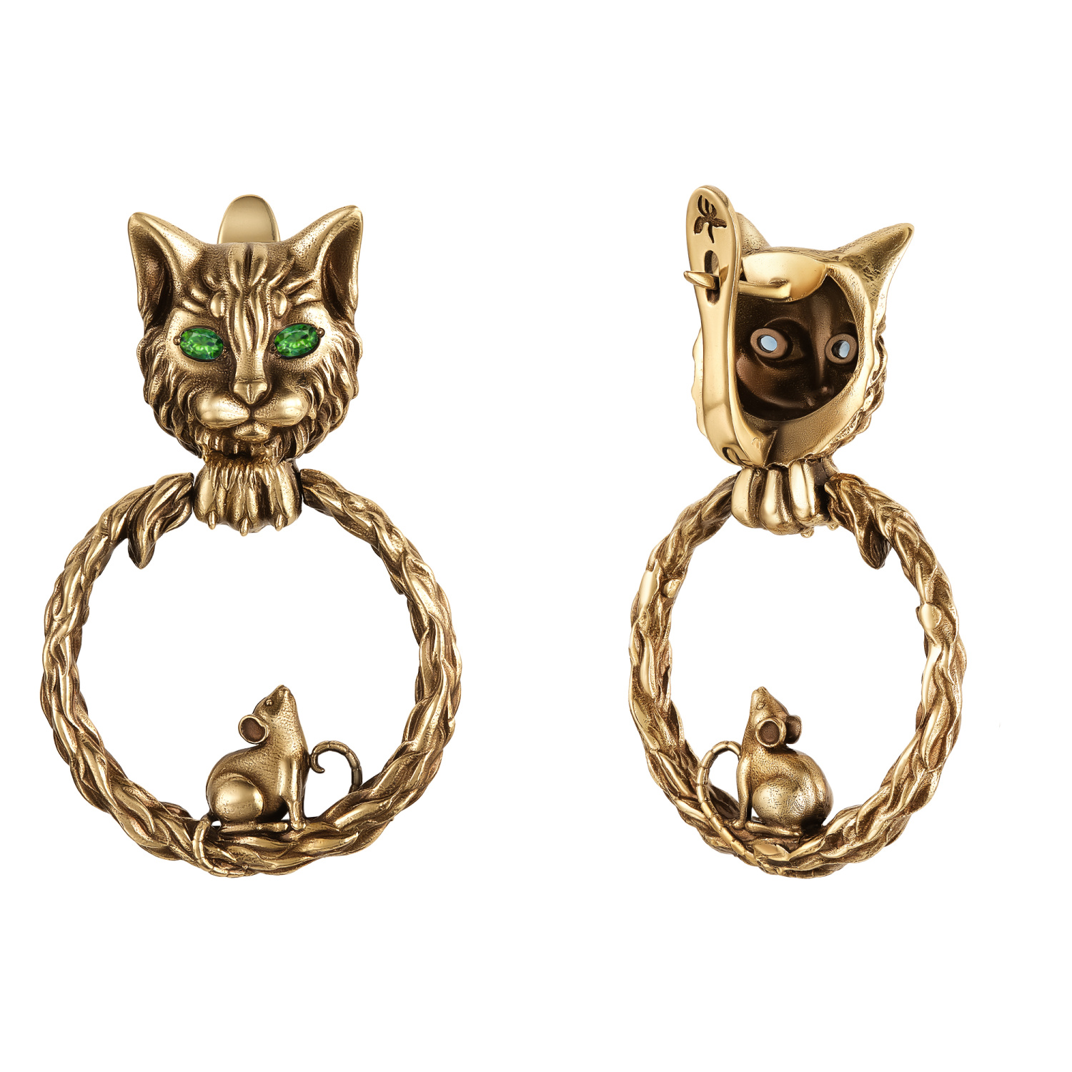 OR3201 Earings GATTO E TOPO Fiore di Firenze