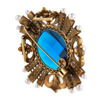 SP1854 PERLA BLU Broosh/Necklace ORDINE FIORENTINO Fiore di Firenze