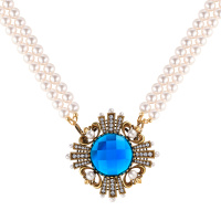 SP1854 PERLA BLU Broosh/Necklace ORDINE FIORENTINO Fiore di Firenze