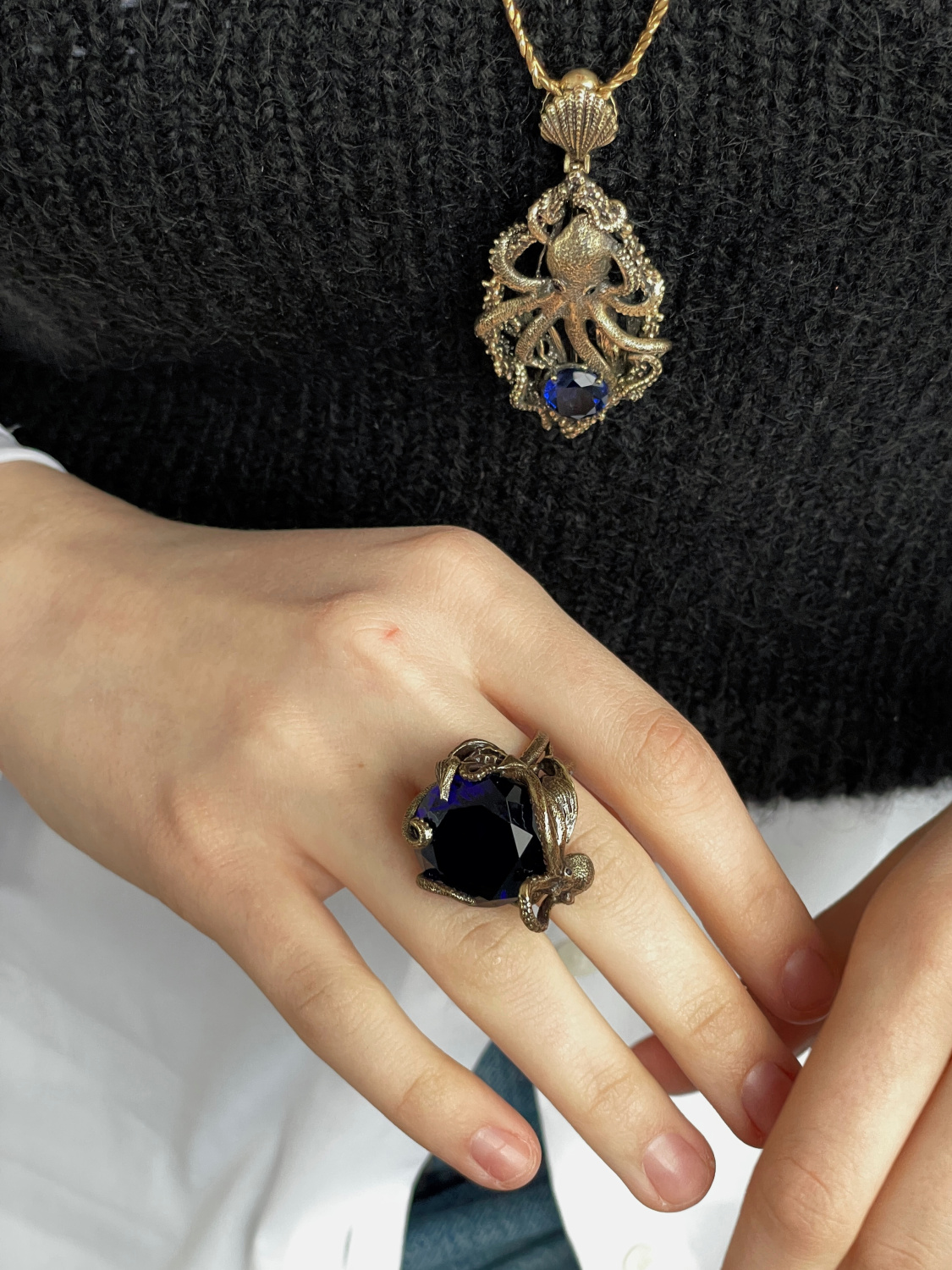 SP2032 BLU Broosh/Necklace SIGNORE DEI MARI Fiore di Firenze