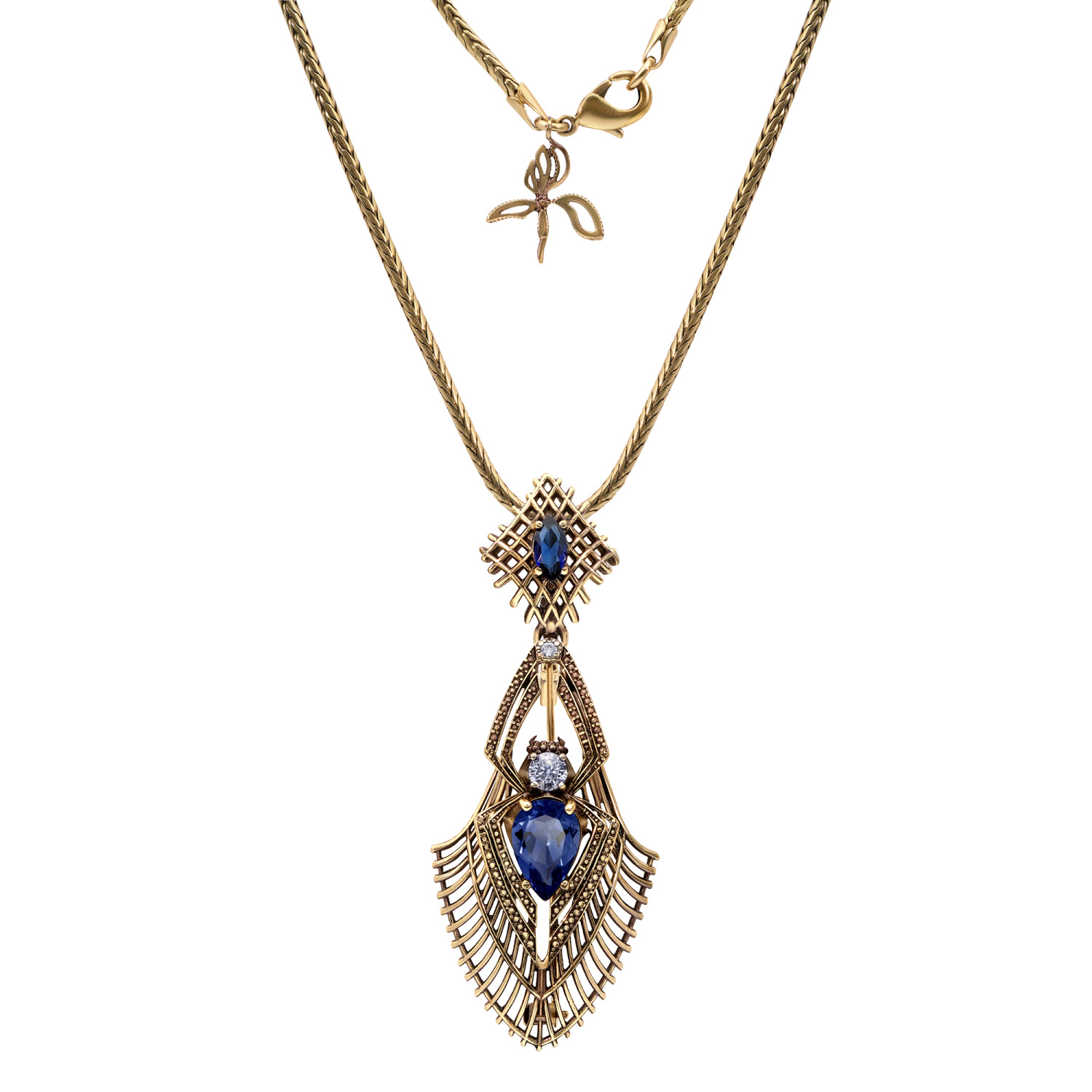 SP310721 TANZANITE Necklace/Broosh RAGNO ART DECO Fiore di Firenze