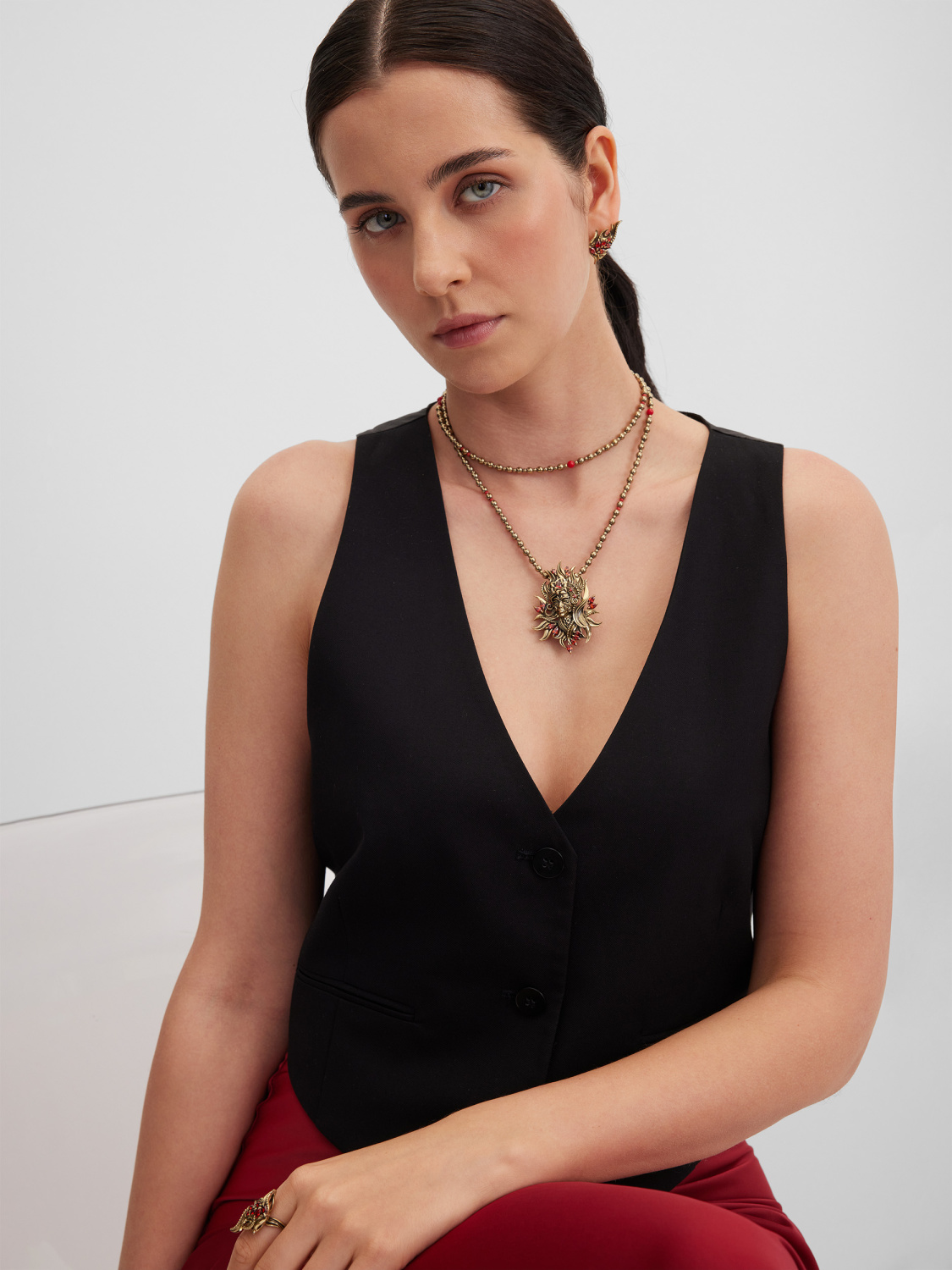 SP9302 RUB Broosh/Necklace FUOCO Fiore di Firenze